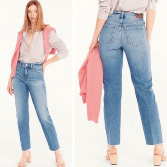J Crew Mid-rise classic straight jeans slight crop raw hem size 27 preppy - Picture 1 of 8